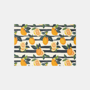 Vibrant Citrus Fruit Pattern with Green Leaves (5) Outdoor Rug