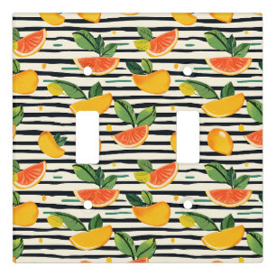 Vibrant Citrus Fruit Pattern with Green Leaves (6) Light Switch Cover