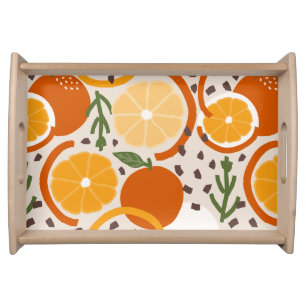 Vibrant Citrus Fruit Slices Confetti Retro Kitchen Serving Tray