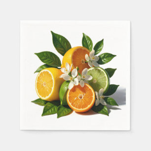 Vibrant Citrus Fruits Blossoms Realistic Napkins