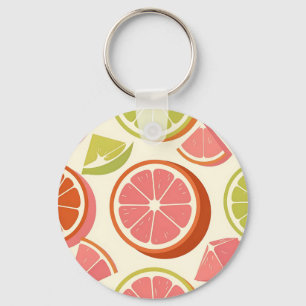Vibrant Citrus Grapefruit Orange Lime Slices Keychain