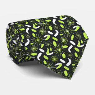 Vibrant Citrus Green Mid-Century Modern Starburst  Neck Tie