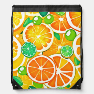 Vibrant Citrus Medley - Fresh & Juicy Slices Drawstring Bag