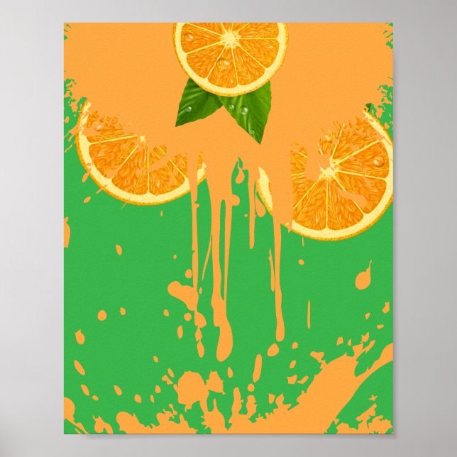 Vibrant Citrus Orange Drip Poster (Front)