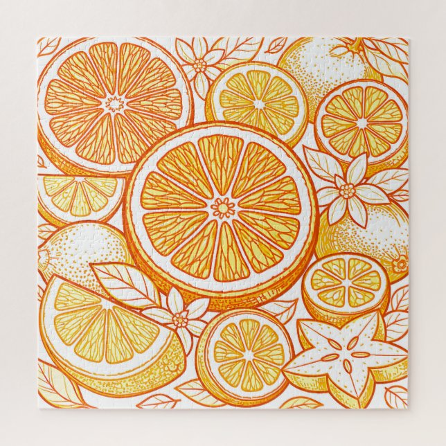 Vibrant Citrus Orange Slice Pattern Jigsaw Puzzle (Vertical)