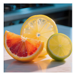 Vibrant Citrus Slices Grapefruit Lemon Lime Fresh Acrylic Print