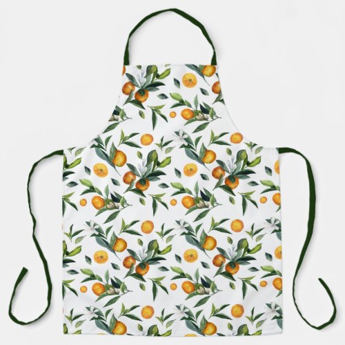 Vibrant Citrus white flower leaves Bright summer Apron