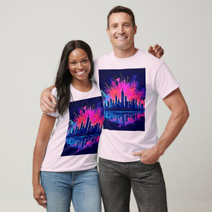 Vibrant Cityscape Splash Art T-Shirt