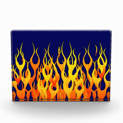 Vibrant Classic Racing Flames on Navy Blue Award