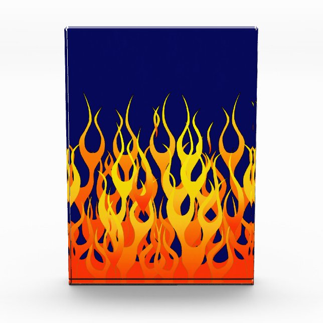 Vibrant Classic Racing Flames on Navy Blue Award (Front)