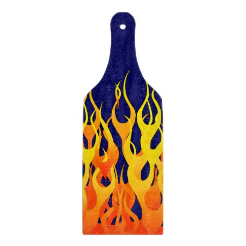 Vibrant Classic Racing Flames on Navy Blue Cutting Board