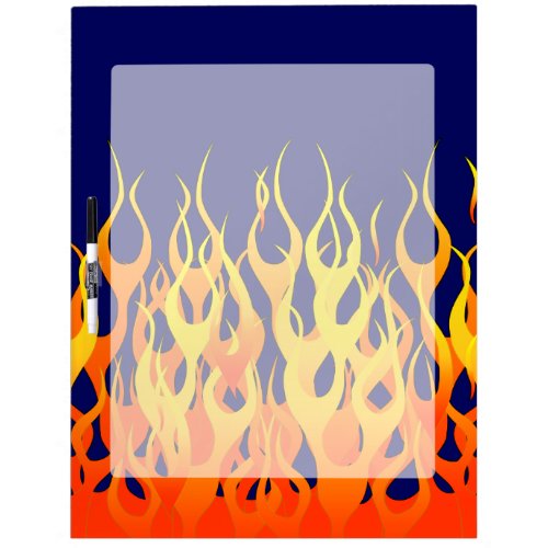 Vibrant Classic Racing Flames on Navy Blue Dry_Erase Board