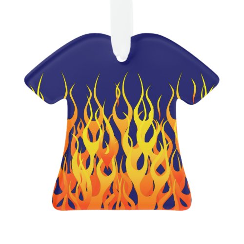 Vibrant Classic Racing Flames on Navy Blue Ornament