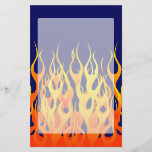 Vibrant Classic Racing Flames on Navy Blue Stationery