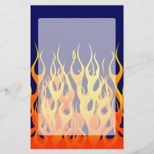 Vibrant Classic Racing Flames on Navy Blue Stationery