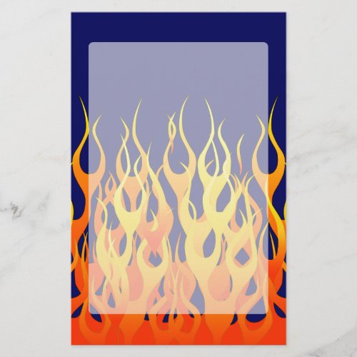 Vibrant Classic Racing Flames on Navy Blue Stationery