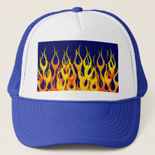 Vibrant Classic Racing Flames on Navy Blue Trucker Hat