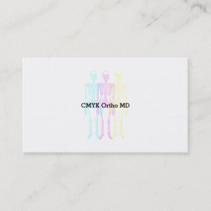 Vibrant CMY Letterpress Skeleton Dancing Business Card