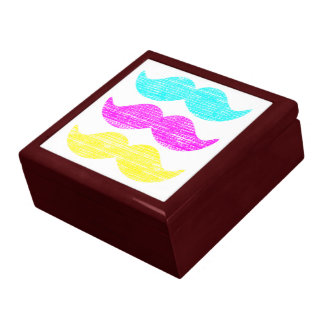 Vibrant CMY Mustache Pattern Gift Box