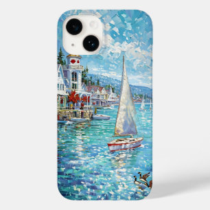 Vibrant Coastal Artwork - Sailboats, Lighthouse & Case-Mate iPhone 14 Case