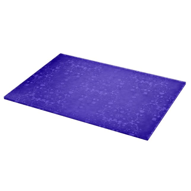 Vibrant Cobalt Blue Fancy Damask Pattern Cutting Board (Corner)