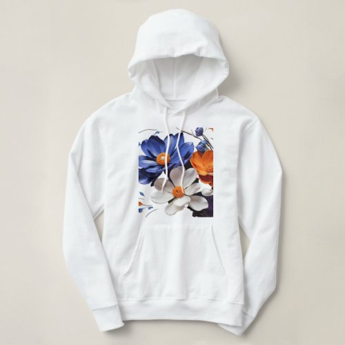 vibrant cobalt blue flowers hoodie