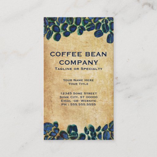 Customizable vibrant coffee beans business card