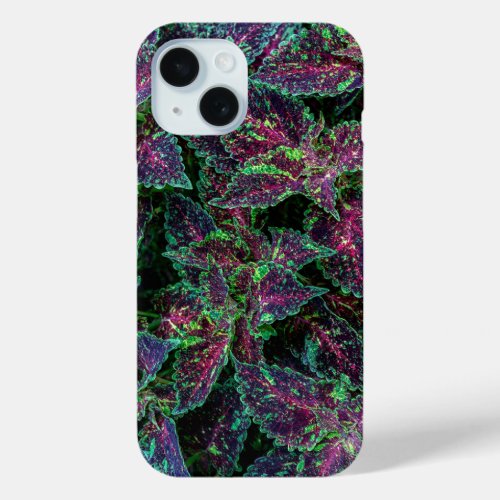 Vibrant Coleus Leaves Pattern. iPhone 15 Case