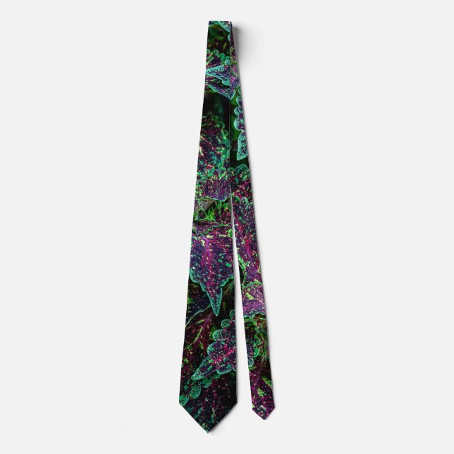 Vibrant Coleus Leaves Pattern. Neck Tie (Front)