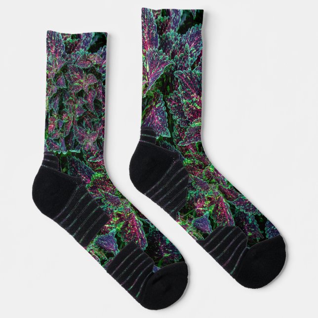 Vibrant Coleus Leaves Pattern. Socks (Right)