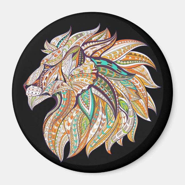 vibrant color abstract lion magnet (Front)