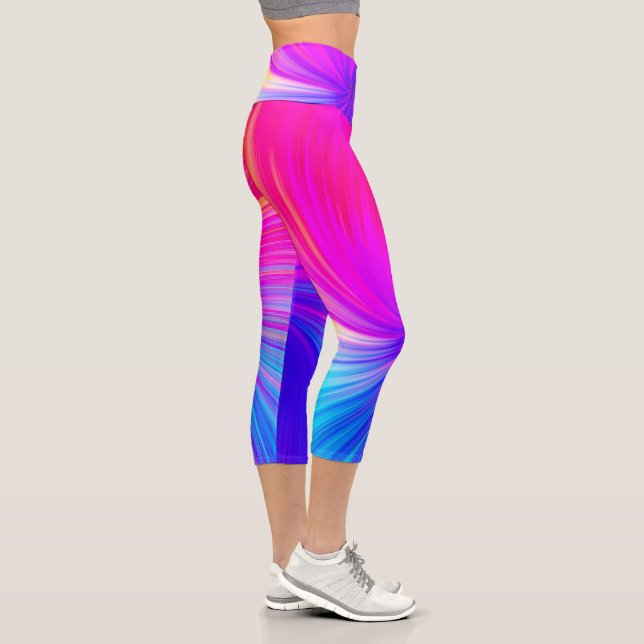 Vibrant Color Aesthetic Pattern Capri Leggings (Right)