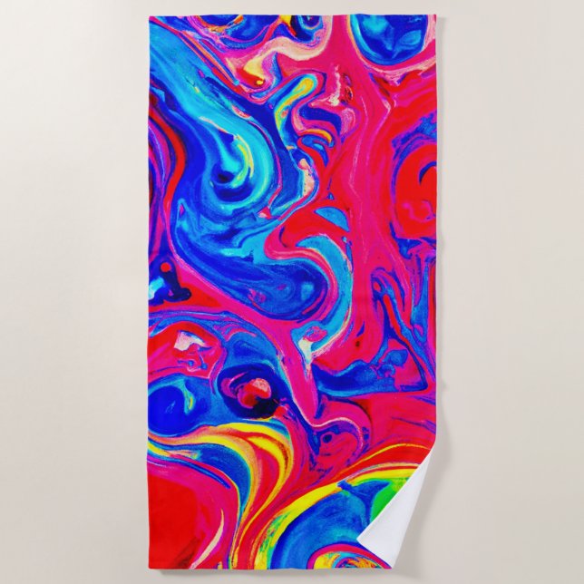 Vibrant Color Blast Pattern Beach Towel (Front)