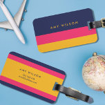 Vibrant Color Block Blue, Pink and Yellow Luggage Tag<br><div class="desc">Modern and stylish color block luggage tag in bold vibrant blue, pink and yellow. Personalize this tag with your information and for more options such as to change the font and it's size click the "Customize it" button. *Please note that the Zazzle Watermark that appears in the zoom preview will...</div>