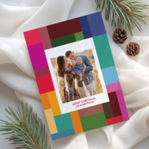 Vibrant Color Block Geometric Photo Christmas
