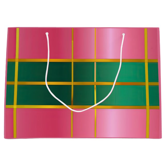 Vibrant Color Block Pink & Green  Large Gift Bag (Front)