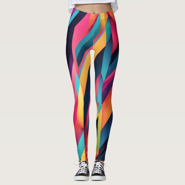 Vibrant Color Blocks Leggings (Front)