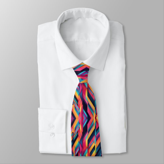 Vibrant Color Blocks Neck Tie (Tied)