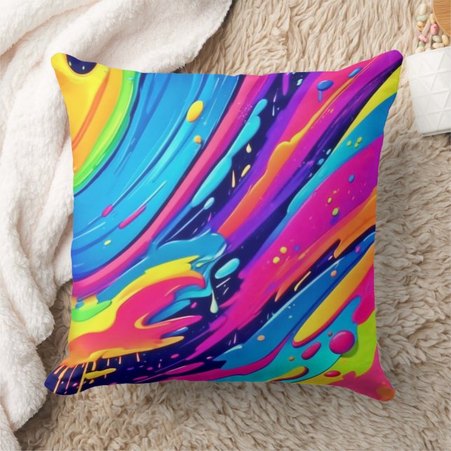 Vibrant Color Burst Throw Pillow (Blanket)