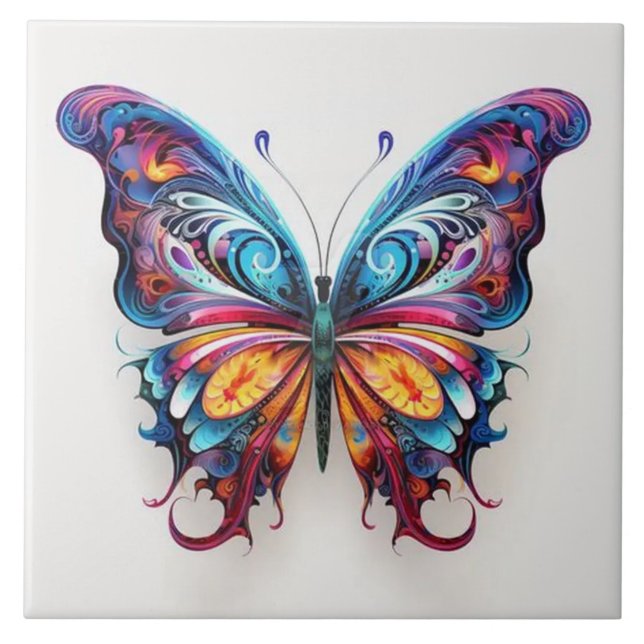 vibrant color butterfly ceramic tile (Front)