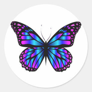 vibrant color butterfly classic round sticker