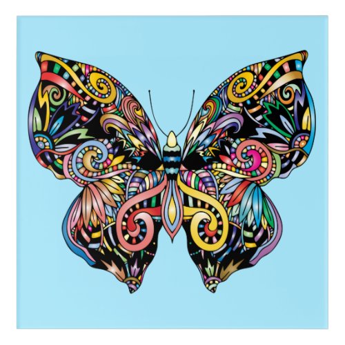 Vibrant color butterfly drawing acrylic print