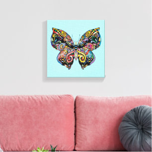 Vibrant color butterfly drawing canvas print