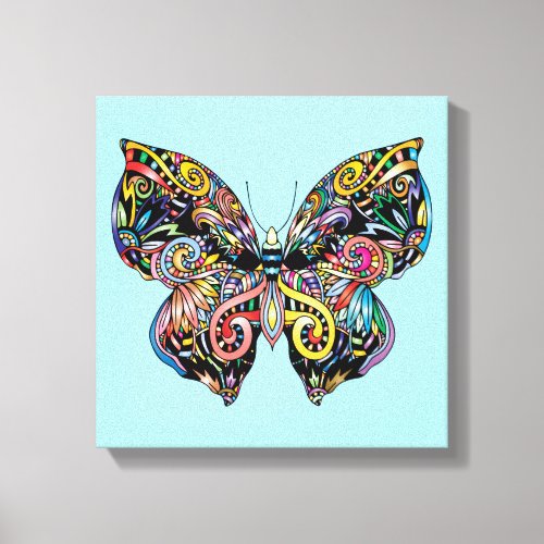 Vibrant color butterfly drawing canvas print