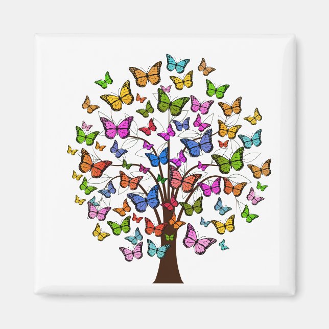 Vibrant color butterfly tree magnet (Front)