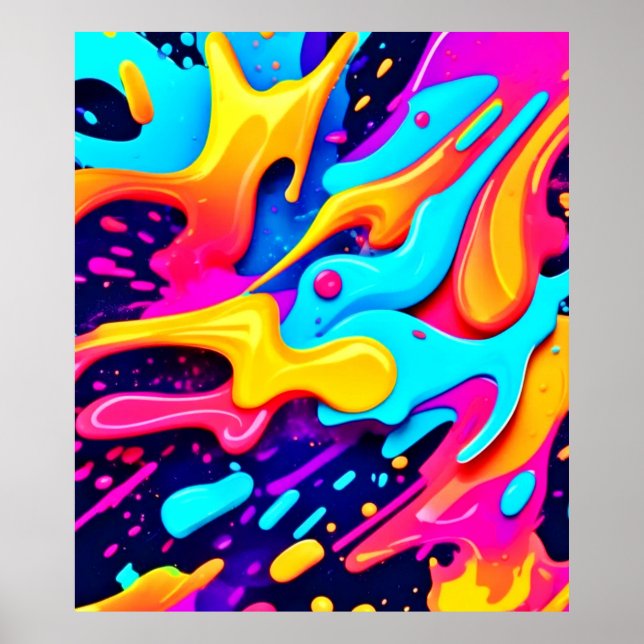 Vibrant Color Chaos Art Poster (Front)
