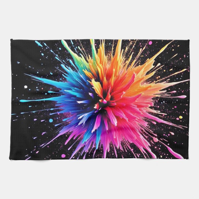 Vibrant Color Explosion Design Kitchen Towel (Horizontal)