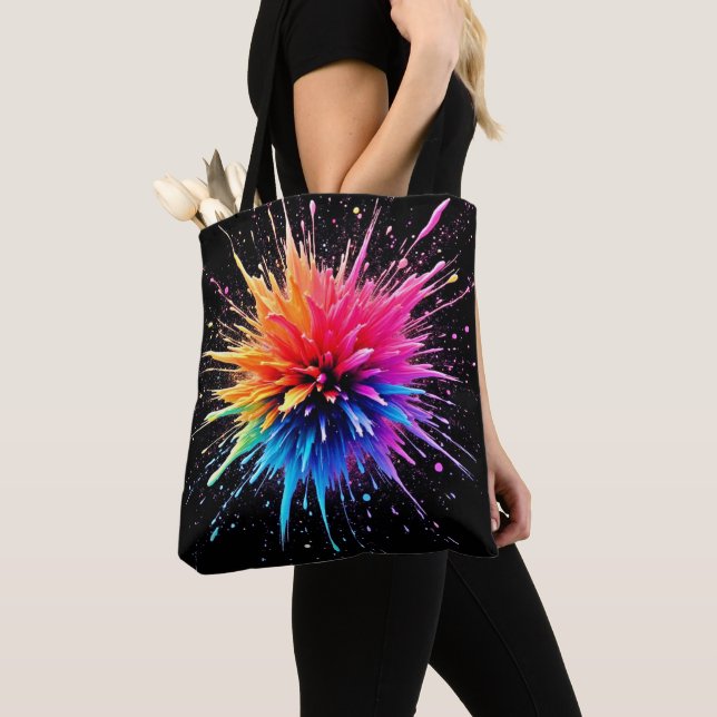 Vibrant Color Explosion Design Tote Bag (Close Up)