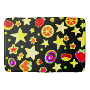 Vibrant Color Explosion Fruits Star Pattern Bath Mat