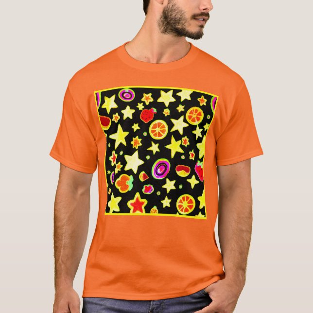 Vibrant Color Explosion Star Pattern T-Shirt (Front)